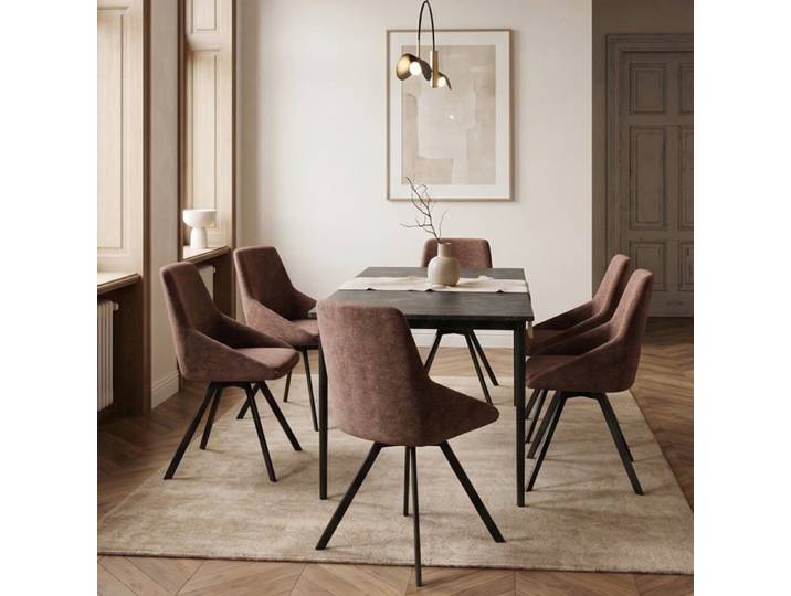 Chaise pivotante - Yanii - 50 cm - chenille Marron
