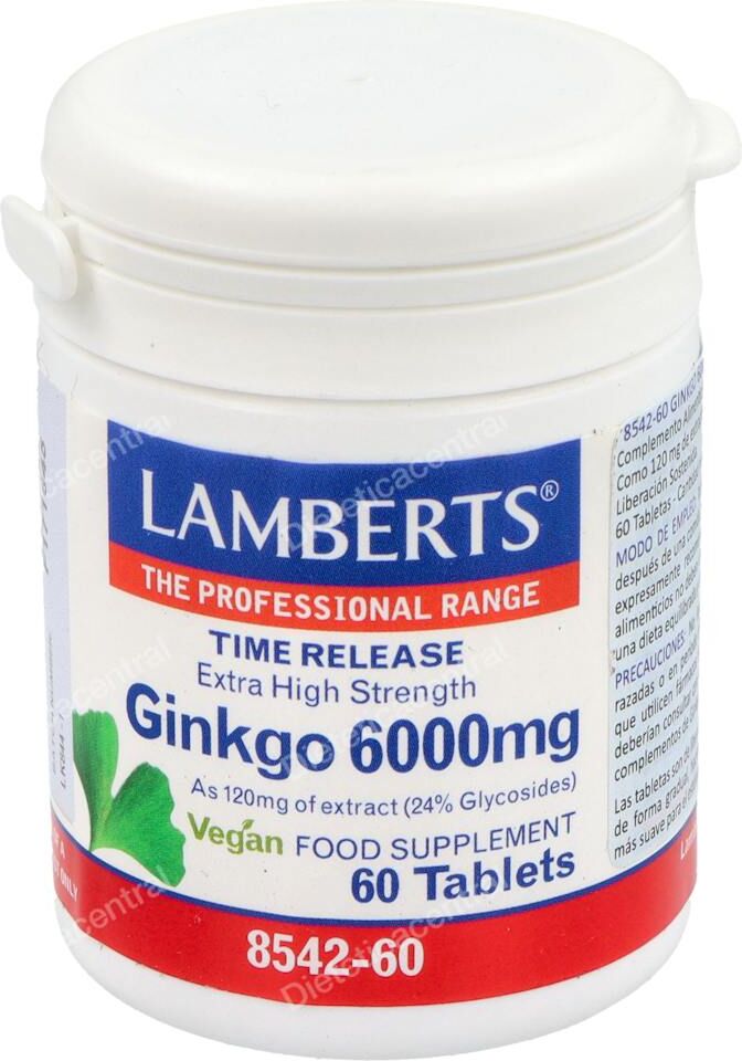 Lamberts ginkgo biloba 6000 alta potencia 120mg. 60comp.