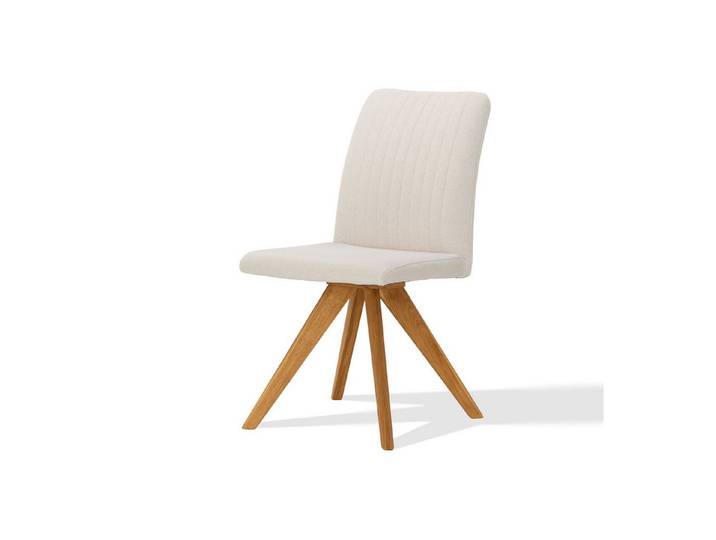 Smart Esszimmerstuhl Esszimmerstuhl im Skandi-Look Webstoff Creme (Indoor-Polsterstuhl), Massivholzgestell Eiche geölt bis 110 kg belastbar