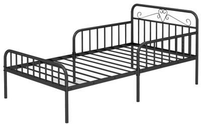 Costway Twin Size Bed Frame with Headboard and Safety Side Guardrails-Black