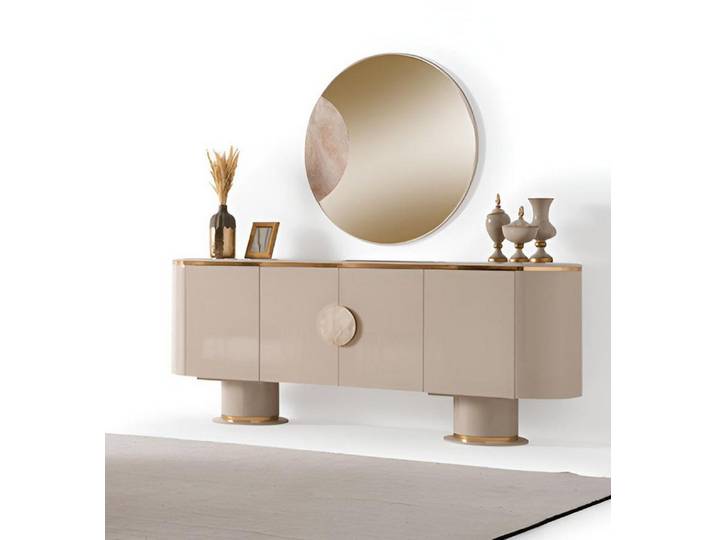 JVmoebel Sideboard Elegantes Sideboard Set mit rundem Spiegel in modernem Design