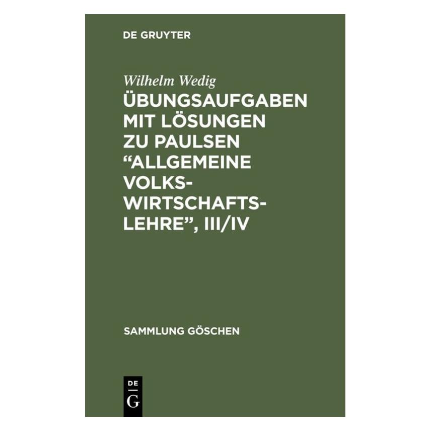 De Gruyter Wedig:Ãbungsaufgaben mit Lösungen zu Pa (Deutsch, Hardcover, Wilhelm Wedig) (67765018)