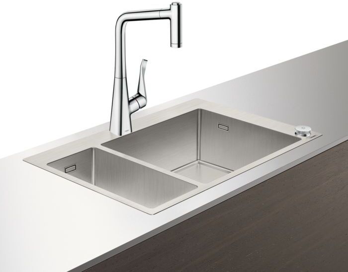 Hansgrohe Select C71-F655-04 Spülencombi 43210800 Edelstahl-optik, mit sBox, 1 Haupt-/Zusatzbecken