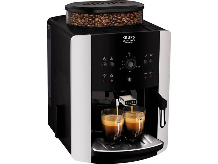 Krups Kaffeevollautomat EA8118, Vollautomatische Espressomaschine Silber Schwarz Kompakt