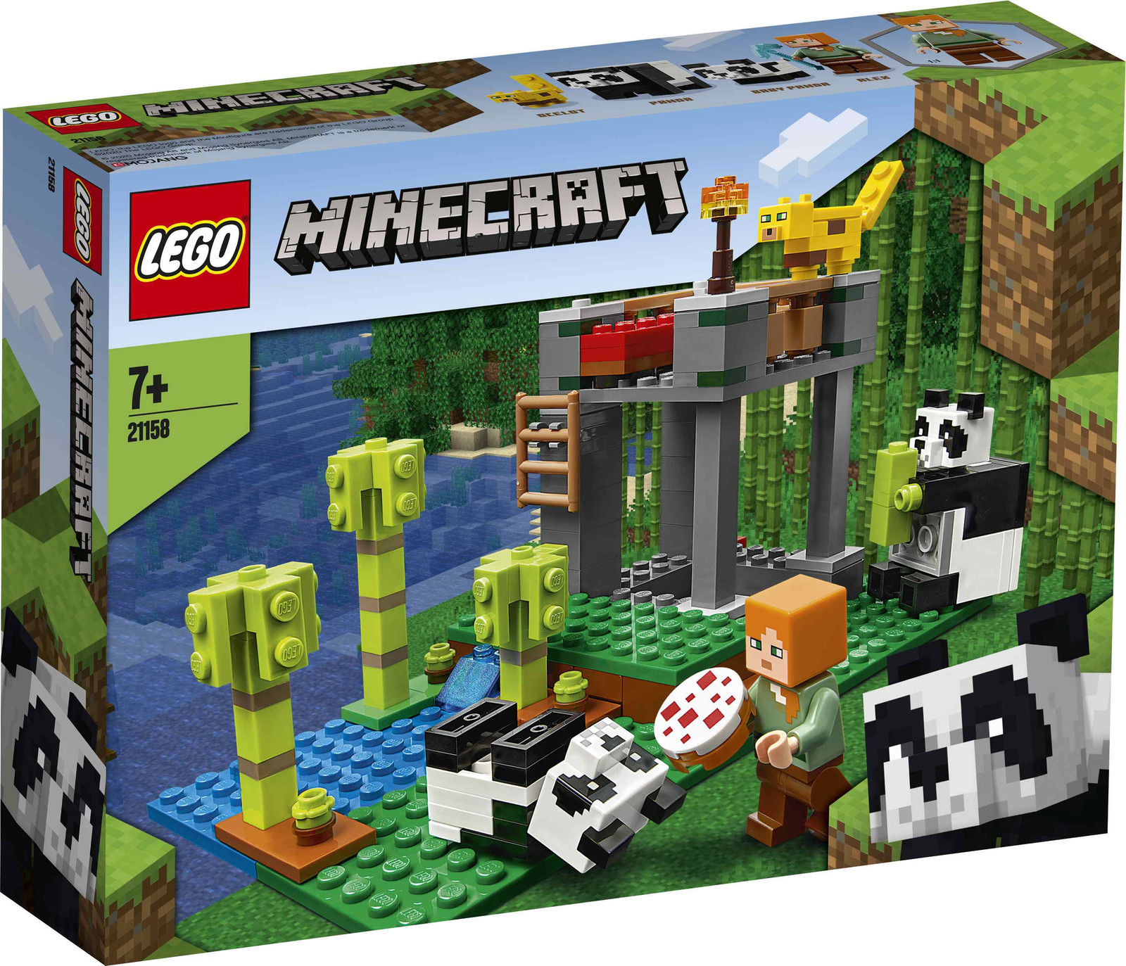 LEGO 21158 Minecraft Het Panda-kinderdagverblijf bouwset met Alex en dierfiguren