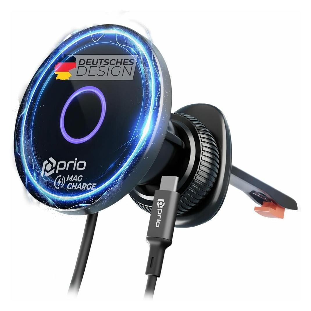 prio 15W Wireless Car Charger MAG (USB C) black (PWC-1503)