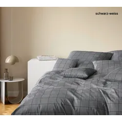 Elegante Mako-Satin Bettwäsche Crossover - 155x220 cm + 80x80 cm	schwarz-weiss