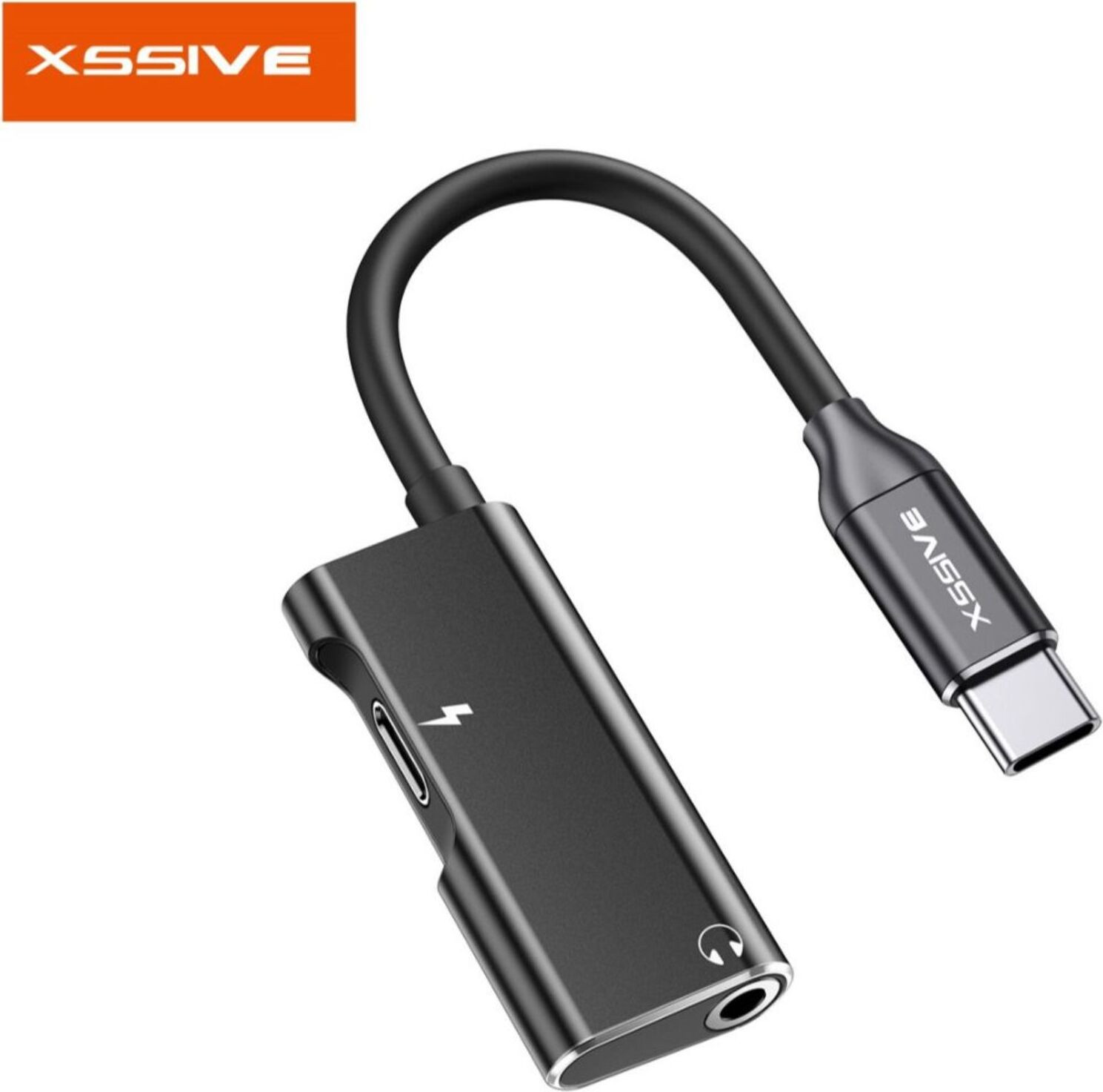 COFI Audio Converter Type-C naar 3.5mm Mini-jack en Type-C Adapter, Zwart