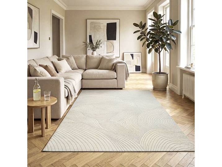 the carpet Mila tapis moderne salon élégant brillant à poils courts Crème 240 x 340 cm