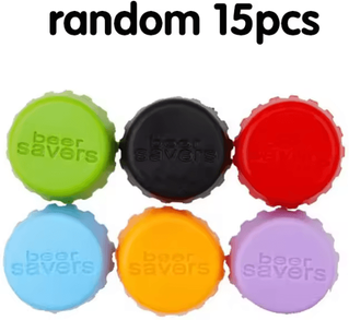 Inspire Curations Reusable Silicone Bottle Cap Covers Airtight Bottle Seals For Beer, Soda & Beverage Bottles random 15pcs