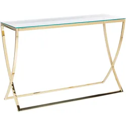 KONSOLENTISCH Glas/Edelstahl gold 120/40 cm Ringgold