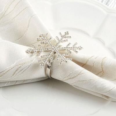 Saro Trading Snowflake Napkin Rings Silver Set of Four, Set of Four, Silver
