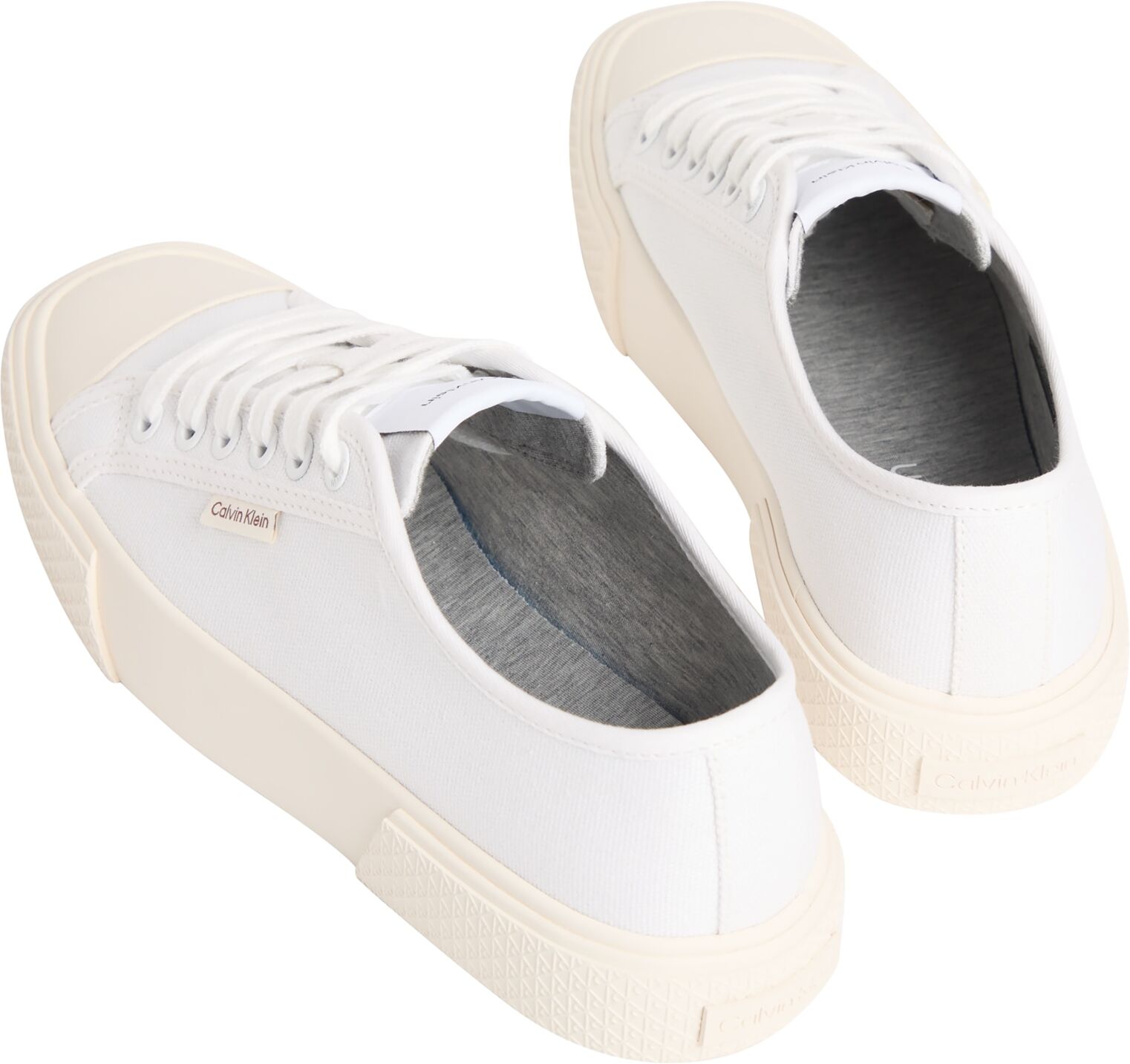 Plateausneaker CALVIN KLEIN "VULC LACE UP CANVAS", Damen, Gr. 38, weiß, Textil, unifarben, Schuhe Plateausneaker, Schnürschuh, Canvas-Sneaker, Halbschuh mit Gummikappe