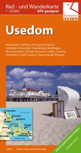 Klaus Klemmer - Usedom 1 : 50 000 Rad- und Wanderkarte: GPS geeignet, Touren-Tipps auf der Rückseite - Preis vom 04.10.2026 03:51:26 h