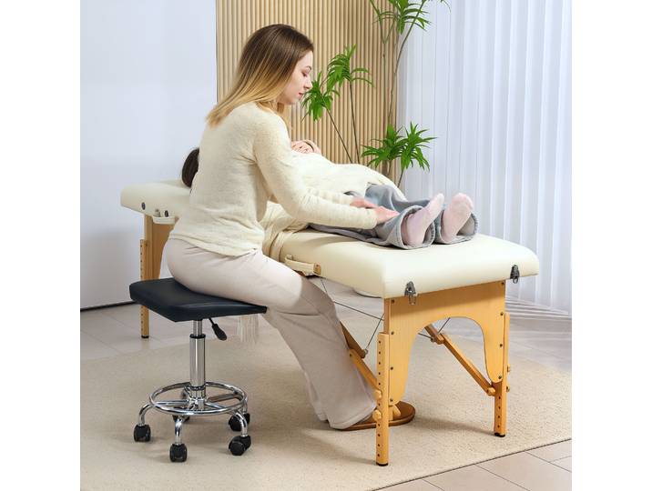 HOMCOM Tabouret Réglable 50-66 cm avec Roulettes Noir