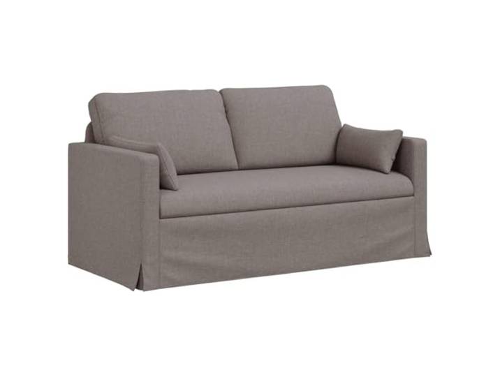 KUTYWEXFM Zweisitzer Sofa Modulares Stoffsofa Taupe 158x78x80 cm Bequeme modulare Polsterbank mit stabilem Metallrahmen und Holzarmlehnen für Wohnzimmer und Schlafzimmer.