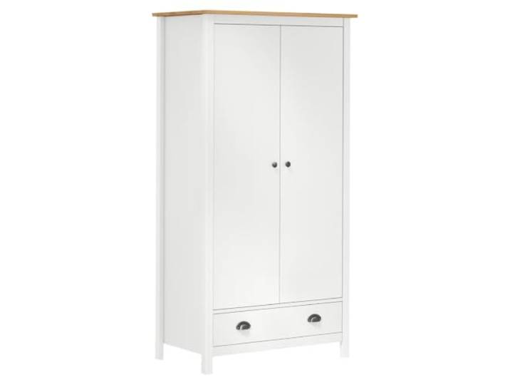 Xolmizyn Kiefernholz Kleiderschrank, 2 Türen, 89x50x170 cm, Schlafzimmer Massives Kiefernholz, Inklusive Kleiderstange & Schublade, Viel Stauraum