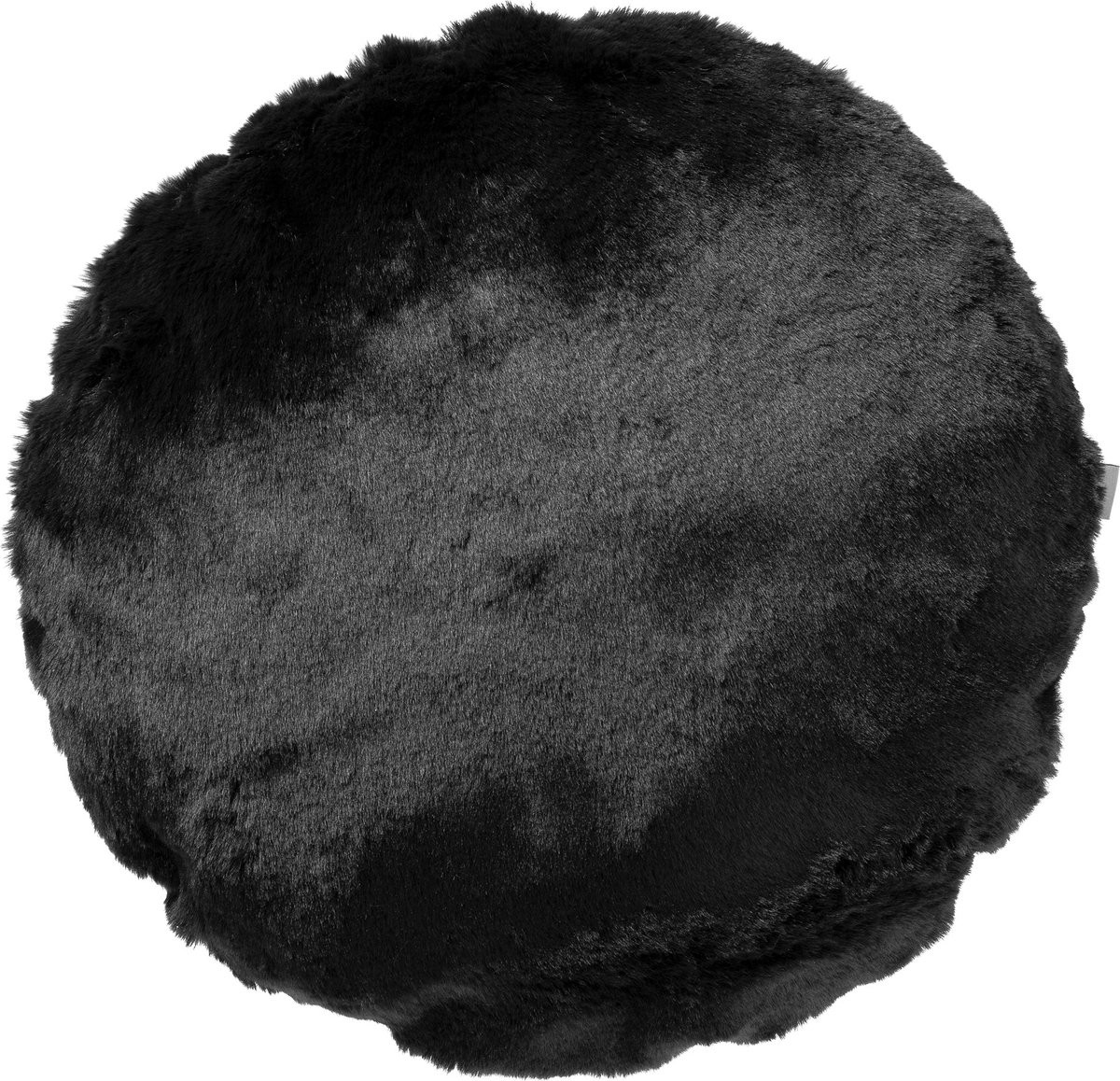 Dutch Decor ZAYA sierkussen rond - bontlook - Raven zwart - Ø 45 cm