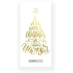 Weihnachtskarte: Goldener Wörterbaum in Weiß