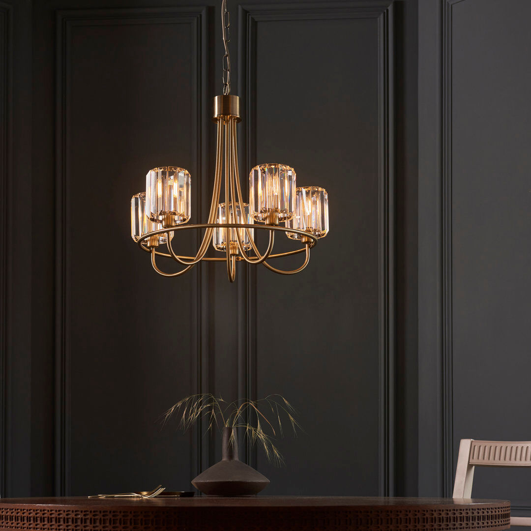 Fairmont Park Ampelius 5 - Light Waggon Wheel Chandelier Antique Brass 42cm H X 51cm W X 51cm D