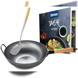 CLP Wok Set aus Karbonstahl Metall HBT: 15x34x59 cm flach