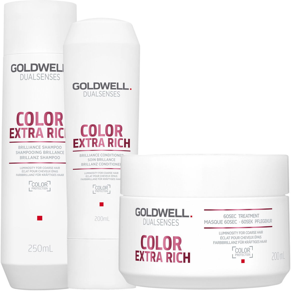 650ml Goldwell Dualsenses Color Extra Rich Set (Shampoo 250ml + Conditioner 200ml + Treatment 200ml)