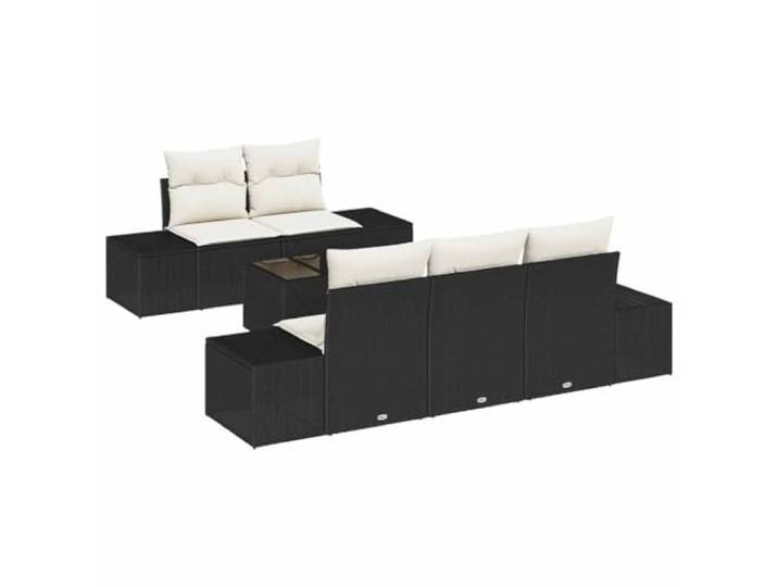 Makastle Sofa-Set mit Kissen, Schwarz, Poly Rattan, 55 x 55 x 37 cm, 54,4 kg, Modular, Montage erforderlich