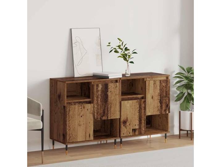 RJPLMFV Anrichte, 2 Stück, Antikholz Freistehendes Regal, Holz, modernes Design, ideal für Wohn- und Esszimmer