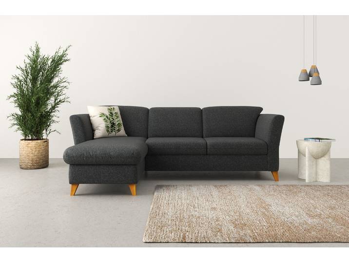 Ecksofa, 249x162 cm, Polyester, Anthrazit, Federkern-Polsterung, Klassisch, Home-affaire