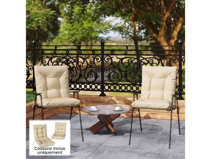 Outsunny Lot 2 Coussins Chaise Extérieur 120x50x8cm Beige