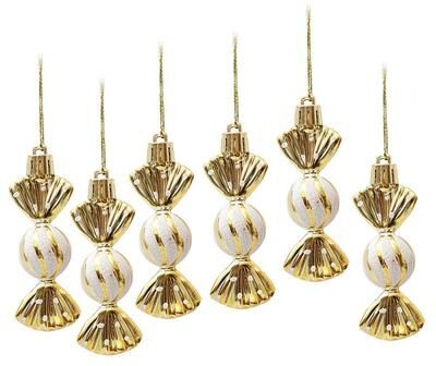 Inspired Deals Candy Christmas Tree Ornaments Set Of 6 DIY Christmas Ball Decorations For Holiday Home Decor gold