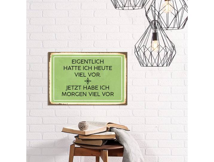 Metallbild QUEENCE Viel vor , schwarz (farbe bild(er): schwarz), B:30cm H:20cm, Metall, Stahl, Bilder, Metallbild, Stahlschilder