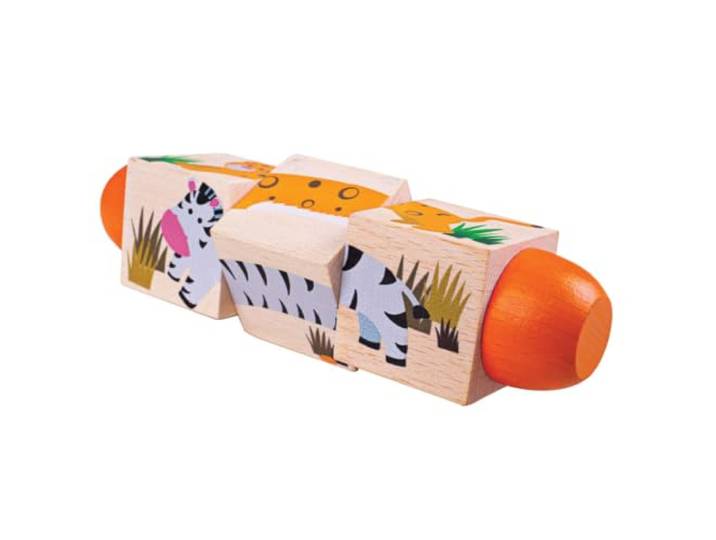 Bigjigs Toys Wooden Jungle Animal Twist Blocks