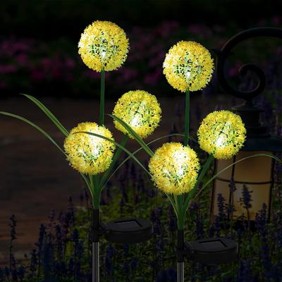 Combo Retail Shop Solar Powered Scallion Balls Shaped Outdoor Ground Mounted Light, Waterproof Courtyard Garden Landscape Decor warm White