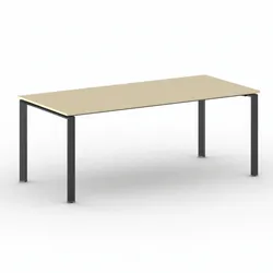 Konferenztisch PRIMO INFINITY 200x90 cm, schwarzes Metallgestell, Birke