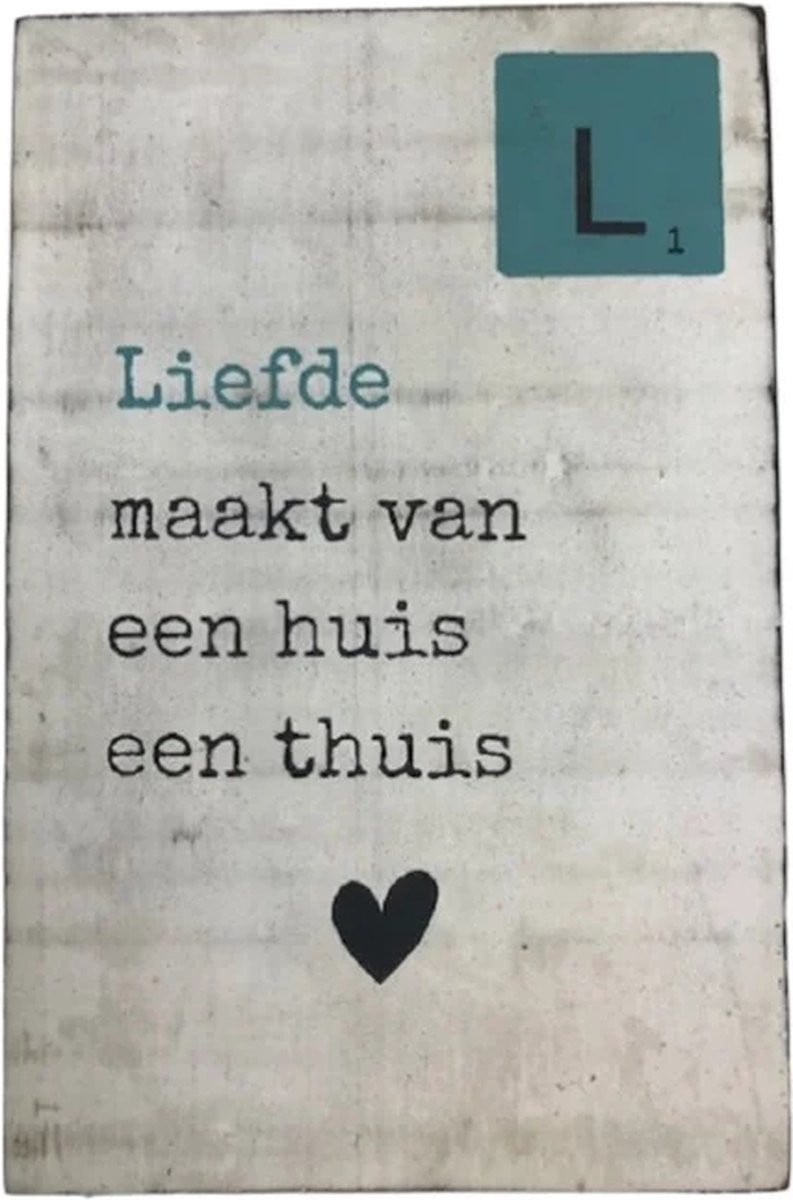 Tekstblok Liefde 10x15 cm, 2 cm dik