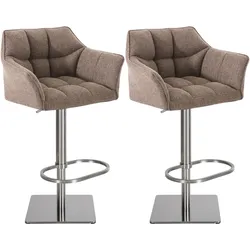 CLP 2er Set Barhocker Damaso Stoff edelstahl   Farbe: terrabraun, Gestell Farbe: edelstahl