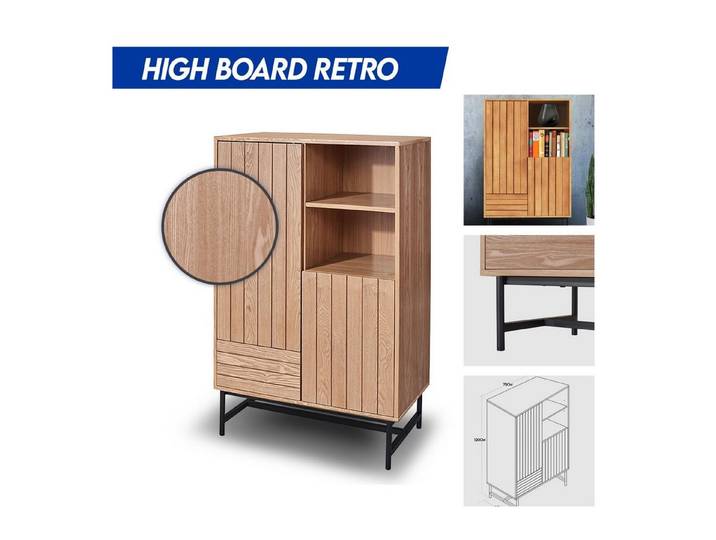 DM-Handel Highboard Kommode Aufbewahrungsschrank Sideboard (Sideboard, Holz Schrank Braun Schwarz), 120x75x40 cm
