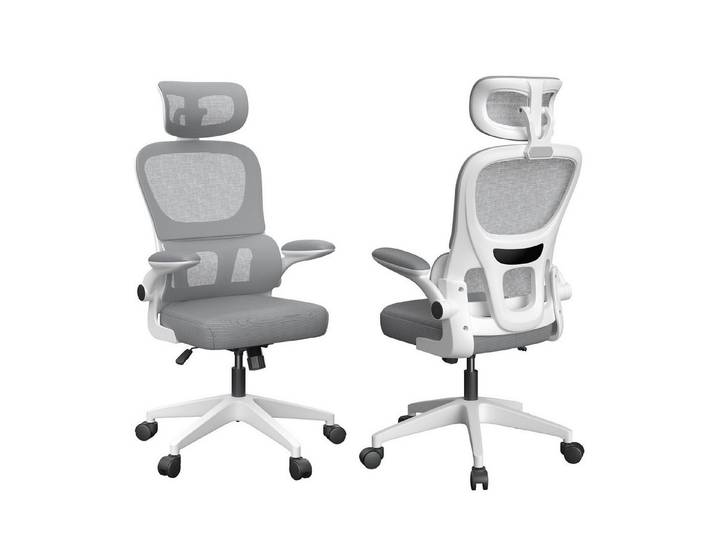 JEOBEST Bürostuhl Ergonomisch Schreibtischstuhl, Hat Verstellbarer Lordosenstütze, Drehstuhl mit Klappbaren Armlehnen, Höhenverstellung und Wippfunktion