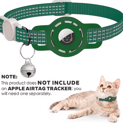 Inspire Curations TrackSafe AirTag Cat Collar With Reflective Breakaway Design & Bell green(no Tracker) not Included Airtag