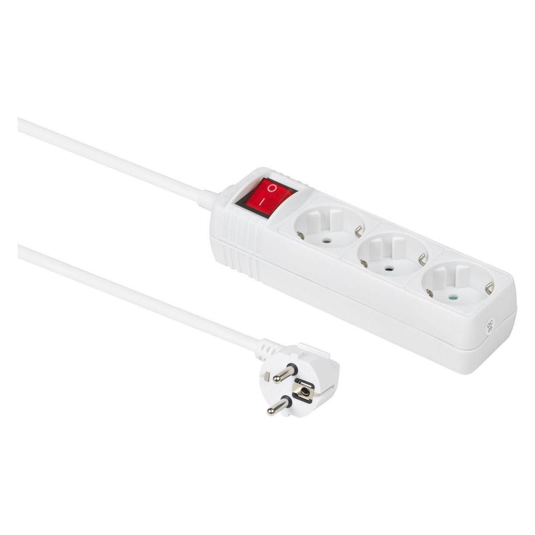 Deltaco GT-116D power extension 3 AC outlet(s) Indoor White (3x, CEE 7/4, 5 m) (GT-116D)