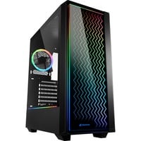 RGB LIT 200, Tower-Gehäuse schwarz, Front und Seitenteil aus gehärtetem Glas