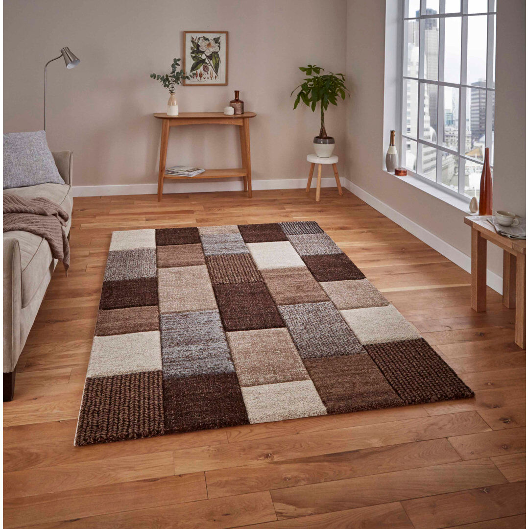 Lark Manor Brooklyn area rug Machine Woven Rectangle Beige/Grey Beige/Brown/Grey Rectangle 160 x 220cm