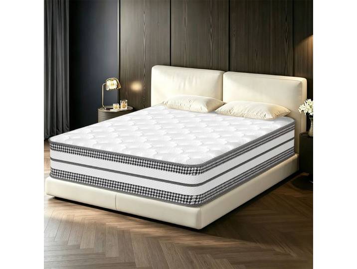 Matelas 140x190 cm Sommeil Indépendant Silencieux Épaisseur 28cm Hybride Latex + Mousse HR Soulage Tensions Dorsales Respirant