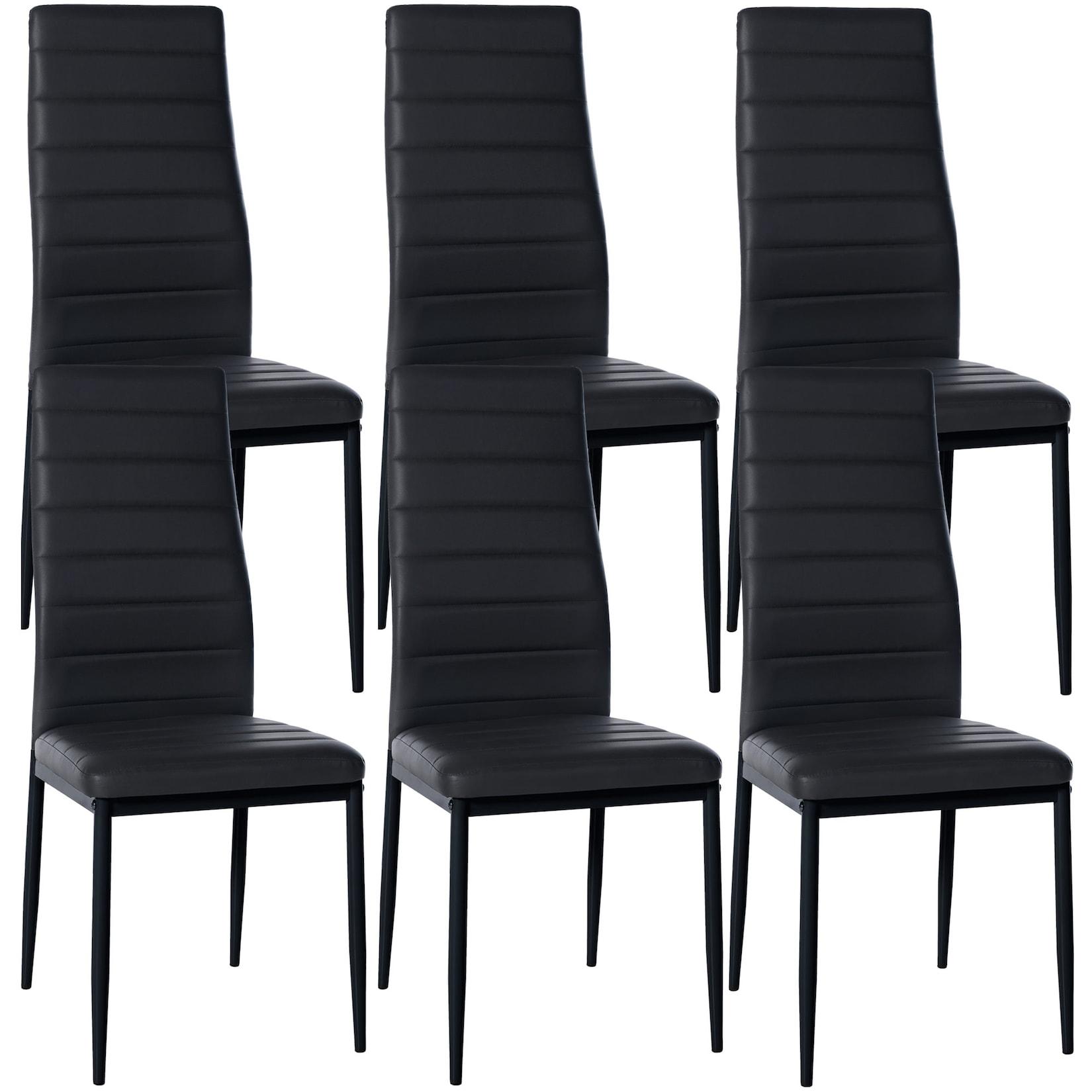 CLP 6er Set Esszimmerstühle Mayfair Kunstleder - Farbe: schwarz, Material: Kunstleder