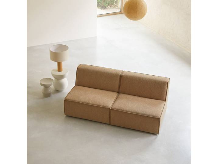 Modulsofa Dario aus camelfarbenem Stoff, 2-Sitzer - Braun