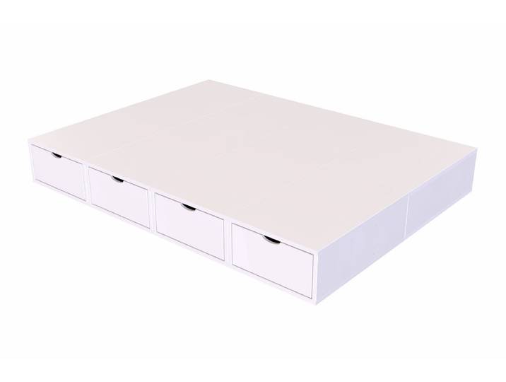 Lit double avec rangement tiroirs Cube - 140x200 140x200 Blanc