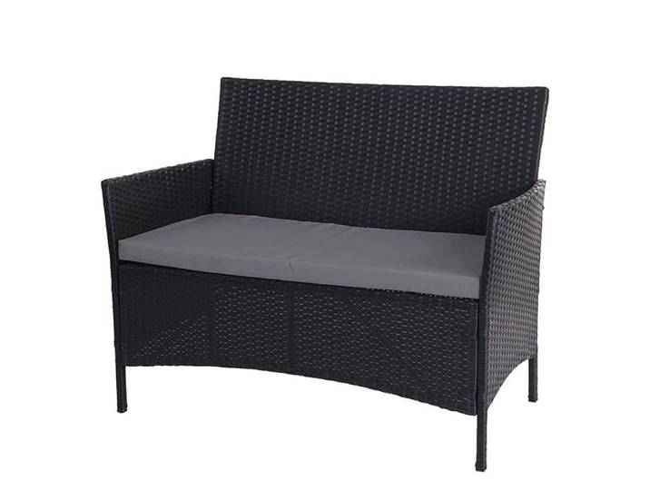Banc de jardin banquette en polyrotin anthracite chine avec coussin gris MDJ04133