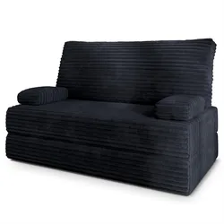 BETTSOFA LADIA aus Schaumstoff Kordstoff Schwarz Schlaffunktion