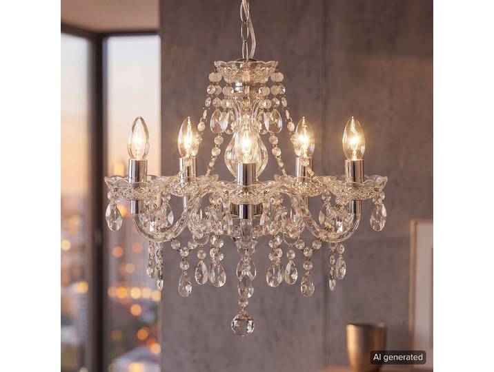 Pendelleuchte Marie I Ø 48cm Silber/Durchsichtig Hauptmaterial: Metall Sekundärmaterial: Kunststoff E14